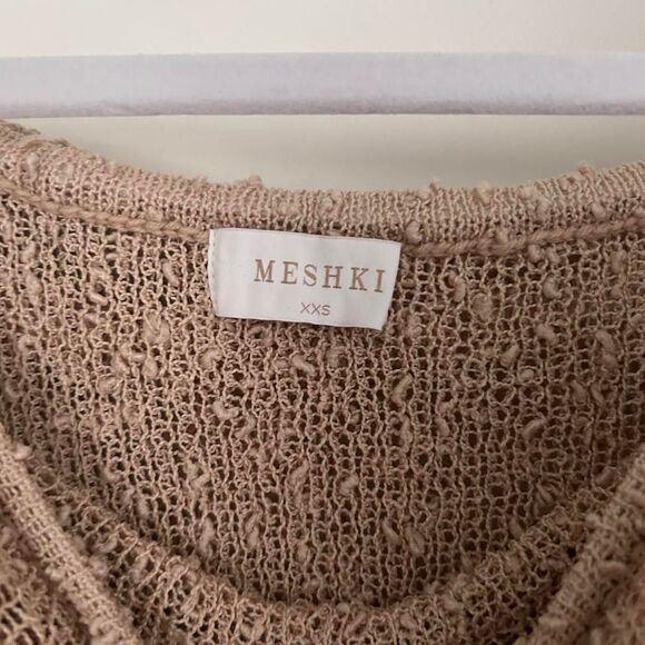 Meshki Marisol Wheat Bouclé Maxi Dress – Off-Shoulder Coquette Minimalist (XXS) - Picture 8 of 8